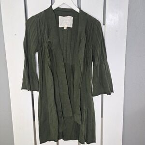 Chelsea & Violet Cardigan Open Front Bow Small Green Fairy Grunge Earthy Boho‎
